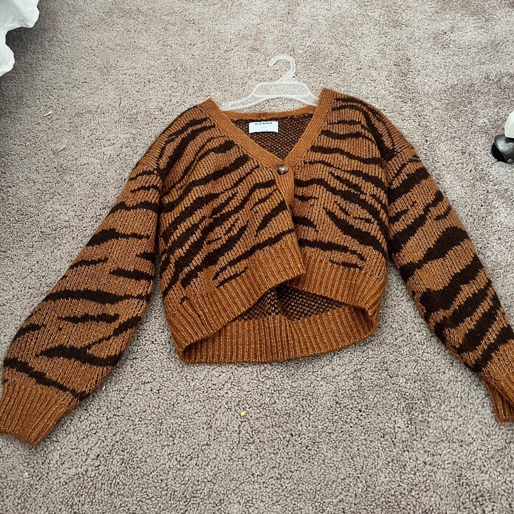Old Navy Animal Print Button Up Sweater